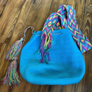 Photo of Wayuu Mochila Turquoise Woven Bag