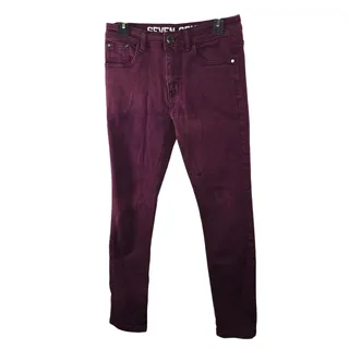 Photo of Men's Seven Souls Burgundy Skinny Fit Denim Jeans Size 32/32 Actual 29/29