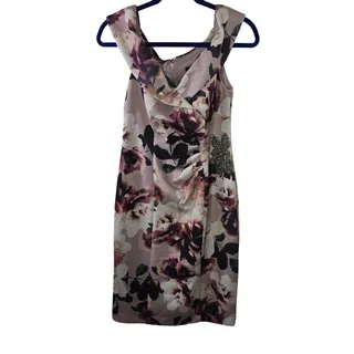 Photo of Alex Evenings Short Crepe Print Off-the-Shoulder Sheath Dress Size 8