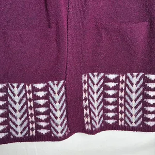 Photo of Frye Southwestern Cardigan Sweater Womens XS Burgundy Aztec Boho Geometric Knit