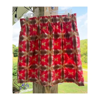 Photo of Preppy Coastal Boho J.Crew 100%Cotton Red/Brown Print Mini Skirt 4 Resort Casual