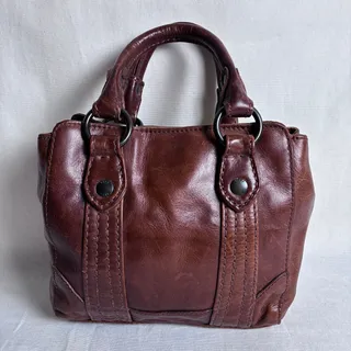 Photo of Frye Leather Satchel Purse Cognac Brown Western Boho Coastal Cowgirl Chic