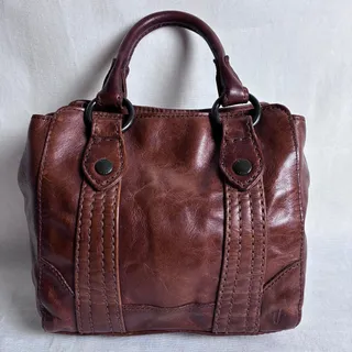 Photo of Frye Leather Satchel Purse Cognac Brown Western Boho Coastal Cowgirl Chic