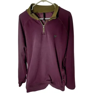 Photo of Fila Mens 2XL 1/4 Zip Pullover Sweatshirt Plum Olive Green Neckline Athletic