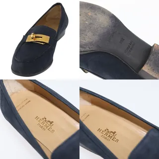 Photo of Hermes Suede Kelly Loafers shoes Blue