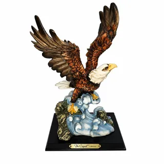Photo of De Capoli Collection Bald Eagle Statue on Square Wooden Base 10.5"H x 6"L x 4"W