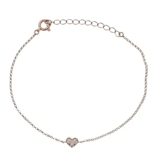Photo of Ponte Vecchio Heart Motif 3P Diamond 18K Rose Gold Bracelet Pink