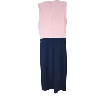 Photo of EUC Spense, navy and pink, sleeveless pencil dress w/adjust slit zipper sz 6
