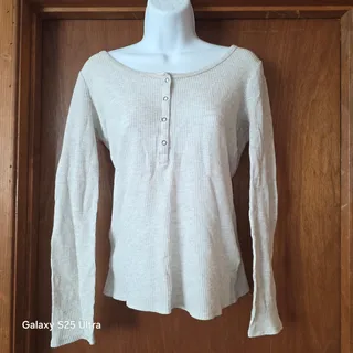 Photo of J. Crew long sleeve nude henley shirt sz S