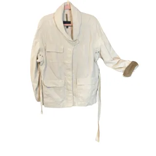 Photo of Banana Republic Essential Cargo Jacket XL Cream Cotton Linen Belted Utility
