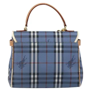 Photo of Burberry Nova Check Coated Canvas Handbag Blue