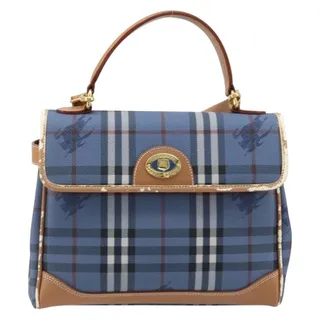Photo of Burberry Nova Check Coated Canvas Handbag Blue