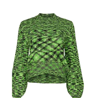 Photo of BlankNYC The Clash Sweater Long Puff Sleeve Green Black Womens S