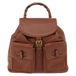 Photo of Gucci Bamboo Leather Backpack Brown