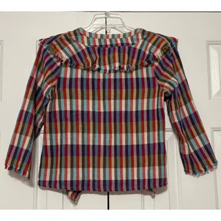 Photo of dRA Anthropologie Kelsey Plaid Fringe Top/Tunic/Blouse, Size S