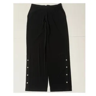 Photo of Susan Graver Liquid Knit Straight Leg Pants with Snap Legs, Black, Size S