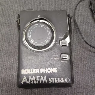 Photo of Vintage Roller Phone AM FM Stereo Portable Pocket Radio Sony Headphones Case
