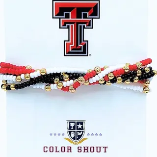 Photo of Texas Tech Red Raiders Set of 6 Stretch Bracelets – Red, Black & White