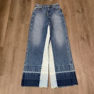 Photo of Pacsun Two Toned Wide Leg Jeans Women's 26 Denim Paneled Patchwork High Rise Y2K