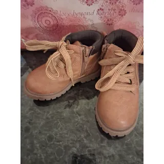 Photo of Carter's Brown Kids Bootie US 7 Lace-Up Side Zipper Faux Leather Ankle