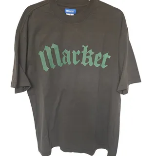 Photo of MARKET x Smiley Gothic T Shirt Mens XL Washed Black Green Logo NWT NEW