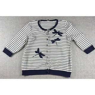 Photo of Talbots Woman Petites Cardigan 2XP Navy White Striped Dragonfly Knit Sweater