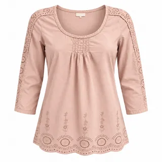 Photo of Boden Mauve Dusty Pink Eyelet Trim Cotton Blouse Size 4