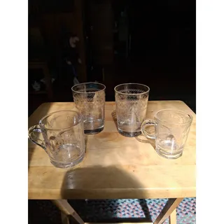 Photo of Lot of 4 1888-1894 Etched Saratoga Drinking Glasses (3158)