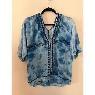 Photo of FP Blue Tie Dye Next Level Boho Top Size Small