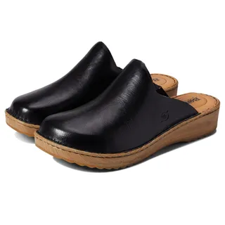 Photo of Born Andy Womens Leather Wooden Print Platform Clogs in Black US SIZE 8M