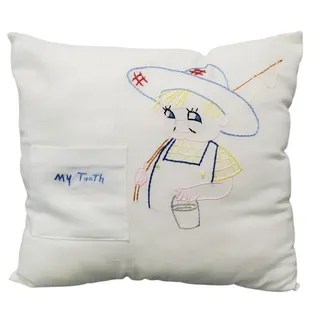 Photo of Vintage Tooth Fairy Pillow, One-of-a-kind, Hand Embroidered 9" X 10" X 4"