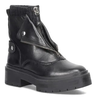 Photo of Sam Edelman Womens Linds Ankle Boots Lug Sole Center Zip Black Leather 9.5 M