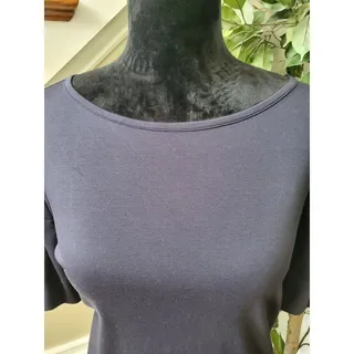Photo of Gianni Bini Women Black Cotton Round Neck Short Sleeve Casual Top Blouse Size S