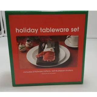 Photo of CIB Holiday Flatware Holder with Salt & Pepper Shakers NEW
