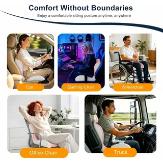 Photo of BANKQF X-Large Seat Cushion Office Chair and Car with Lumbar Support Pillow-PINK