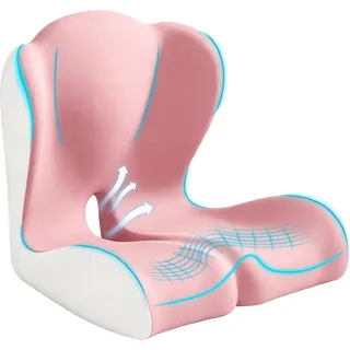 Photo of BANKQF X-Large Seat Cushion Office Chair and Car with Lumbar Support Pillow-PINK