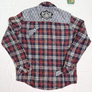 Photo of Affliction Black Premium Grunge Biker Plaid Shirt - M