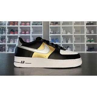 Photo of Nike Air Force 1 Low Black Gold Metallic Silver Size 4Y/5.5W