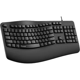 Photo of RECCAZR Ergonomic Keyboard, Wired Computer USB Keyboard with Wrist Rest,Black