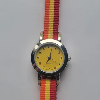 Photo of Womens Watch Yellow Dial Silver Case 25mm Multicolor Strap Quartz