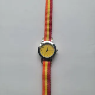 Photo of Womens Watch Yellow Dial Silver Case 25mm Multicolor Strap Quartz
