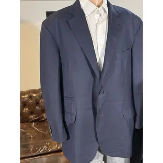 Photo of Brunello Cucinelli Navy Blue Wool Flannel Twill Blazer 56 Italy 46R Sportcoat