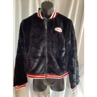Photo of NWT Disney x Forever 21 Mickey Mouse Faux Fur Varsity Jacket Womens L Black Red