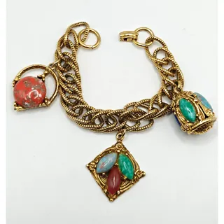 Photo of Vintage Etruscan Revival Style Link Charm Bracelet Box Clasp