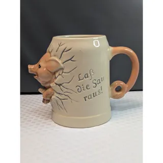 Photo of Vintage Gerz W. Germany 3D Pig Stein Mug Lass Die Sau Raus Collectible Barware
