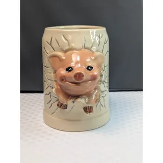 Photo of Vintage Gerz W. Germany 3D Pig Stein Mug Lass Die Sau Raus Collectible Barware