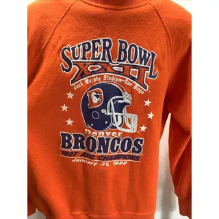 Photo of Vintage 1988 Denver Broncos Super Bowl XXII Sweatshirt XL Orange Bassett Walker