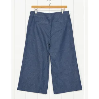 Photo of Talbots Wide Leg Crop Pants Womens 12 Blue Chambray Cotton Linen Culottes