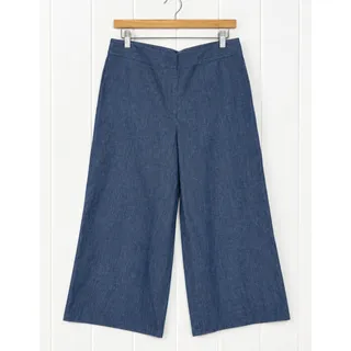 Photo of Talbots Wide Leg Crop Pants Womens 12 Blue Chambray Cotton Linen Culottes