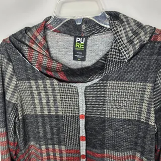 Photo of Pure Essence Patchwork Plaid Long Sleeve Cowl Neck Tunic Top Size Small NWT